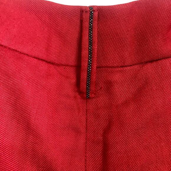 Brunello Cucinelli Red Linen Blend Tapered Leg High Rise Pleated Trousers Size 0 - Picture 5 of 11